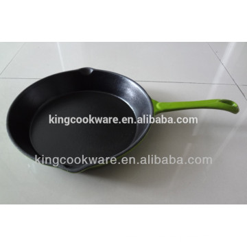 2016 hot sale color enamel coating cast iron fry pan/skillet